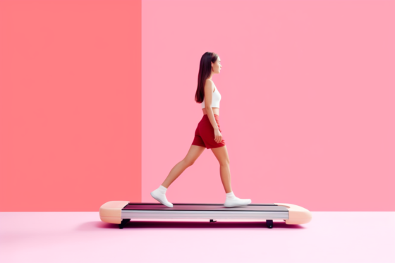 Best walking treadmills on Amazon UK. Girl walking on walking pad treadmill.