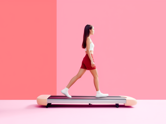Best walking treadmills on Amazon UK. Girl walking on walking pad treadmill.